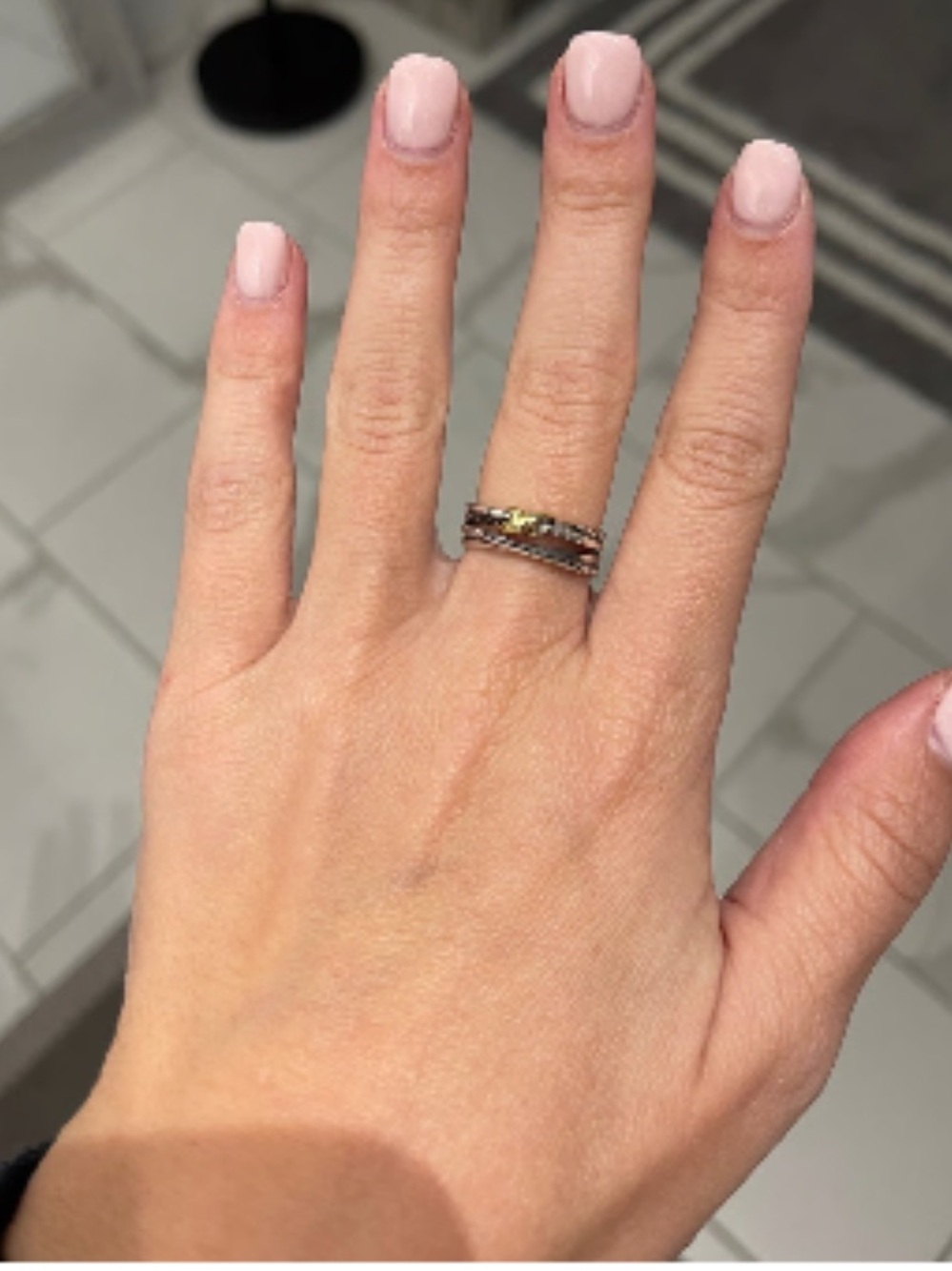 David Yurman crossover two tone ring